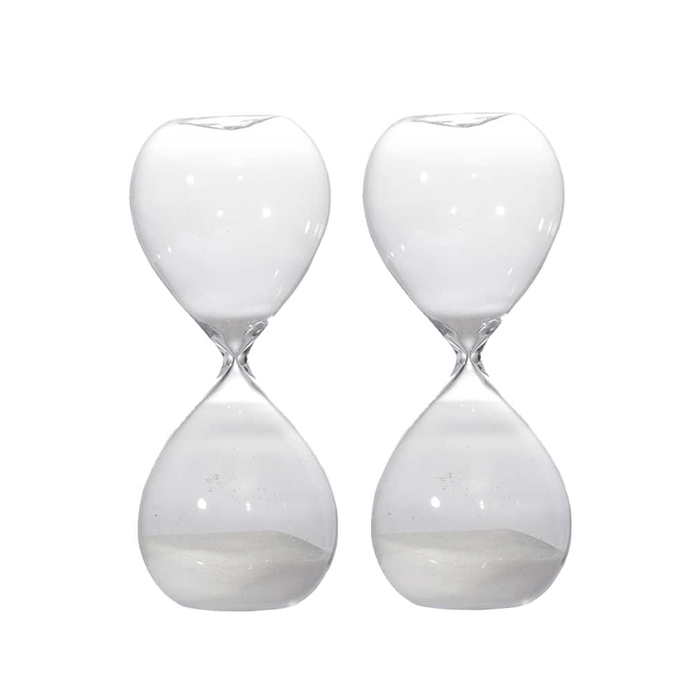 Set of 2, 10" Ferdinand 60-Minute Hourglass, White Sand