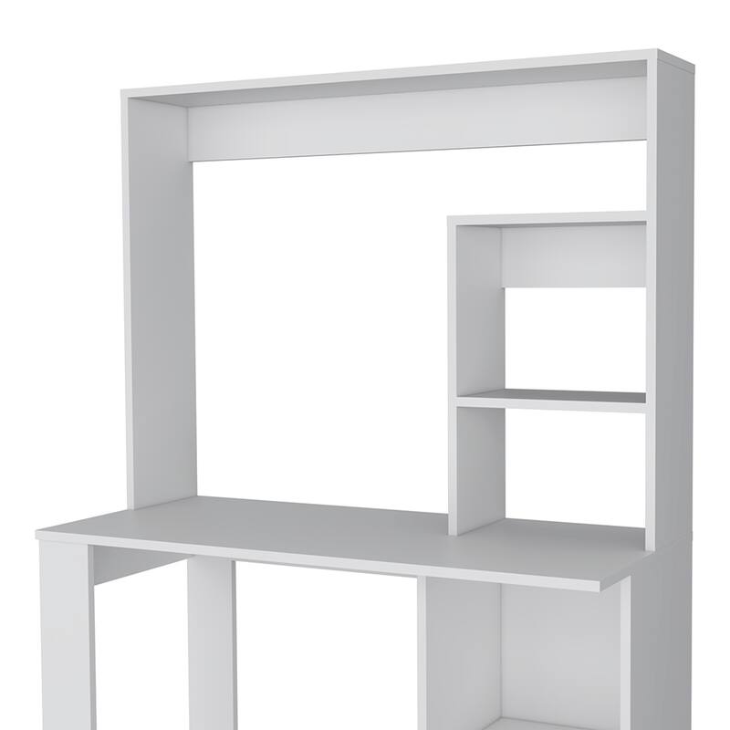 Freestanding Computer Desk with Integrated Hutch, Storage Shelves, and Spacious Work Surface for Organized Living