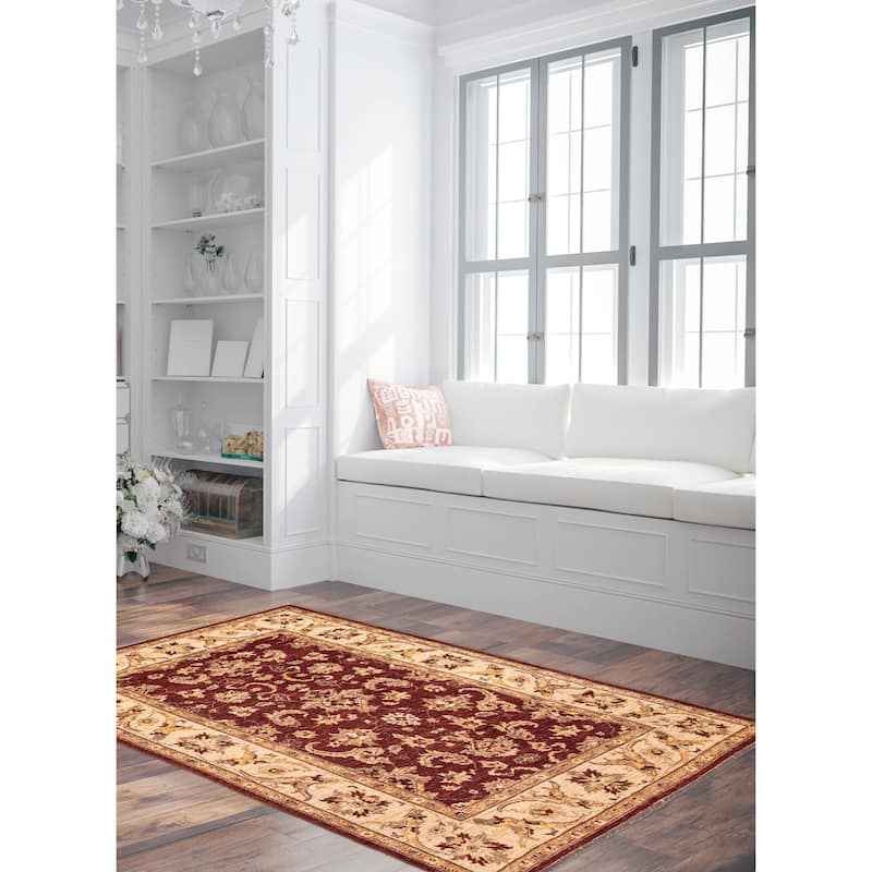 ECARPETGALLERY Hand-knotted Peshawar Oushak Dark Red Wool Rug - 5'8 x 9'6