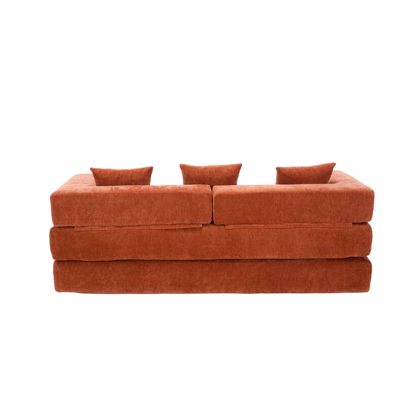 Queen Foldable Sofa Bed, 6-in-1 Convertible Sleeper Sofa with Mattress, Chaise Lounge Loveseat with Removable Cover