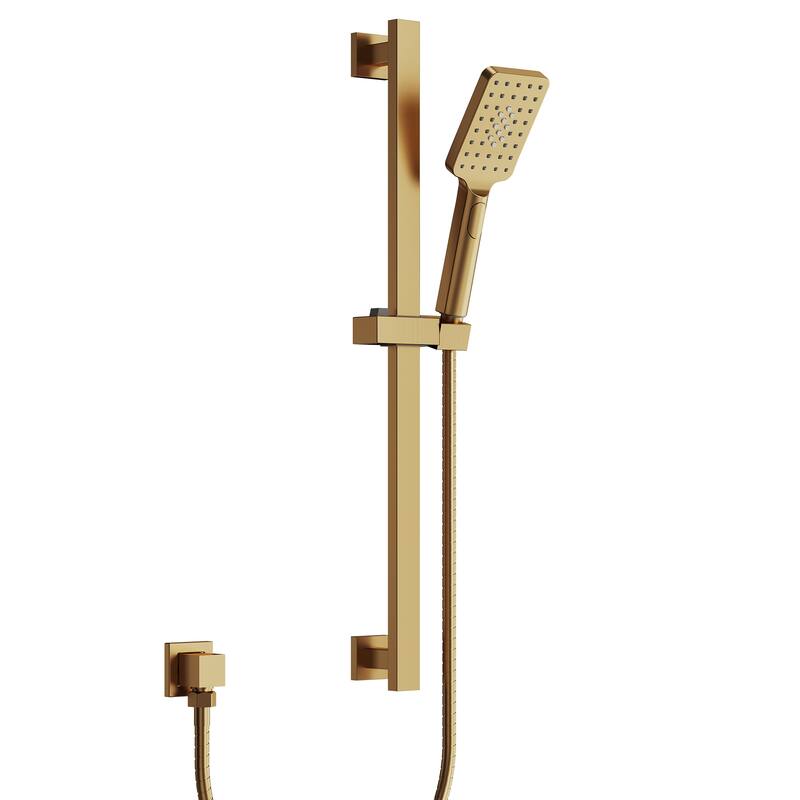 Adjustable Handheld Shower Slide Bar Set With Hose - Brushed Gold