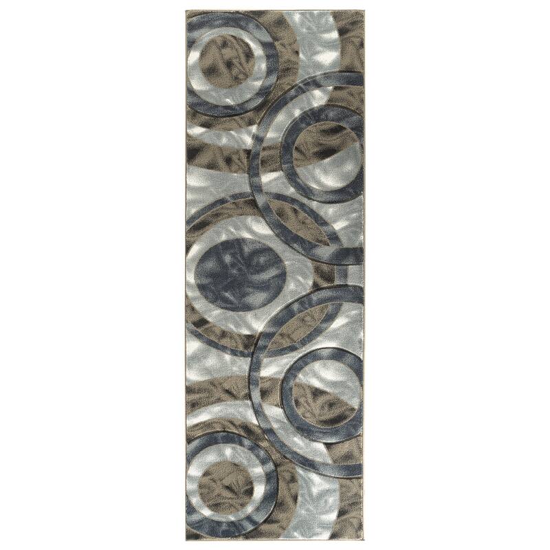 Orelsi Collection Abstract Area Rug - 2'8" x 8'1" Runner Runner - Blue/Brown