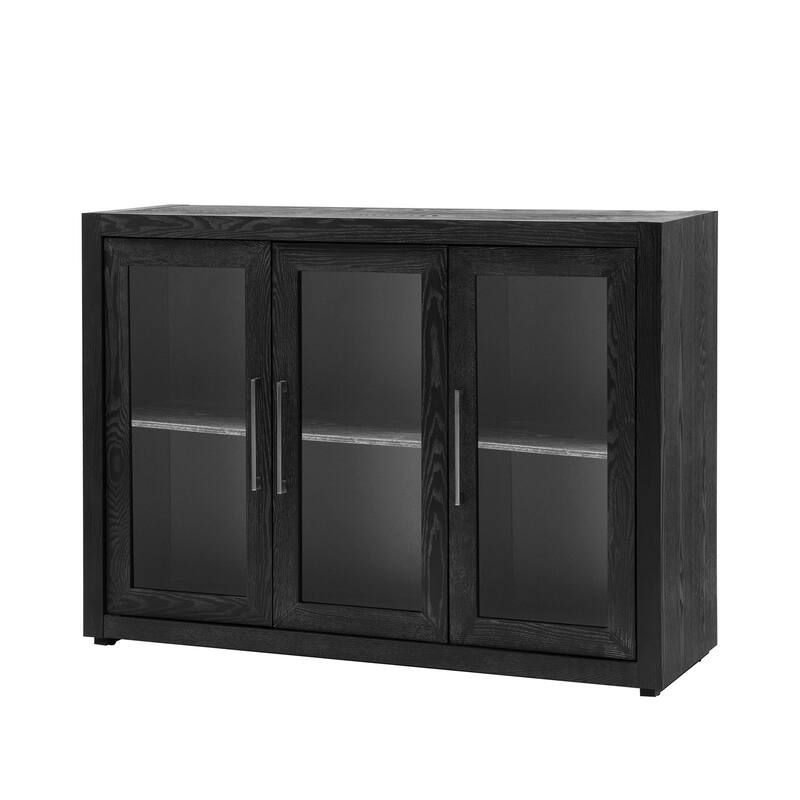 Wood Storage with Three Tempered Glass Doors and Adjustable Shelf Bed Bath & Beyond