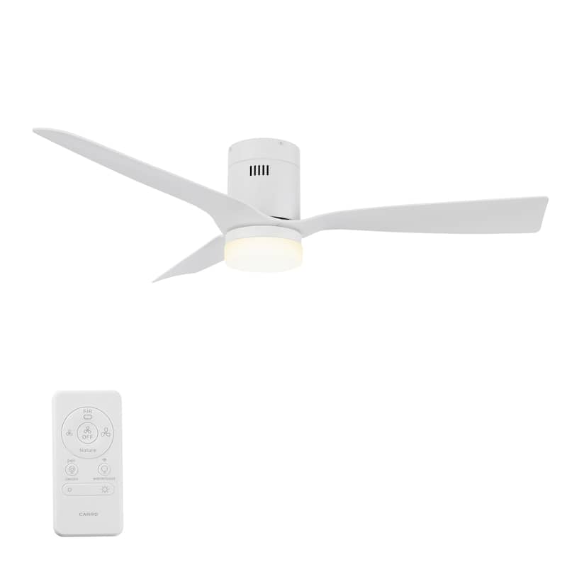 CARRO Pollux 52" Indoor Smart Ceiling Fan with Light and Remote-Flush Mount - White