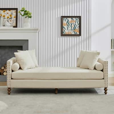 75 Inch Chenille Upholstered Chaise Lounge Indoor