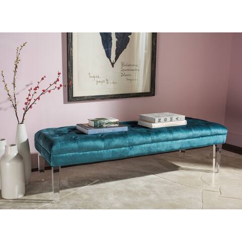 SAFAVIEH Abrosia Cyan Acrylic Leg Bench - 62.6" x 23.4" x 18.1"