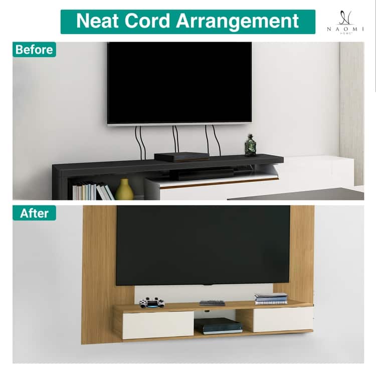 Wall-Mounted Entertainment Center with Multiple Storage Options for TVs up to 70 Inches