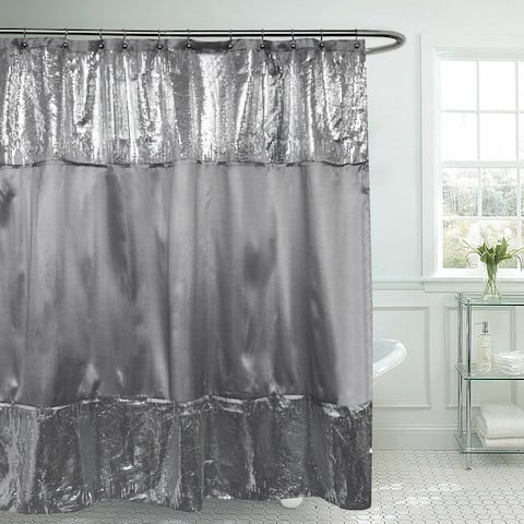 Home Collection Glamour Sequins Shower Curtain Silver 72" x 72"