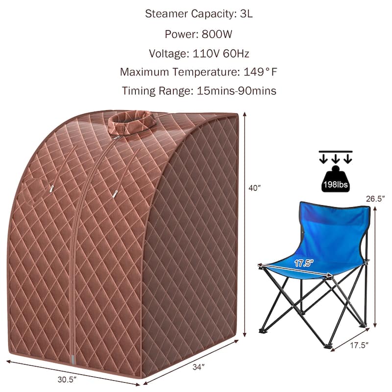 Costway Portable Steam Sauna w/ 9-gear Adjustable Temperature & Herbal