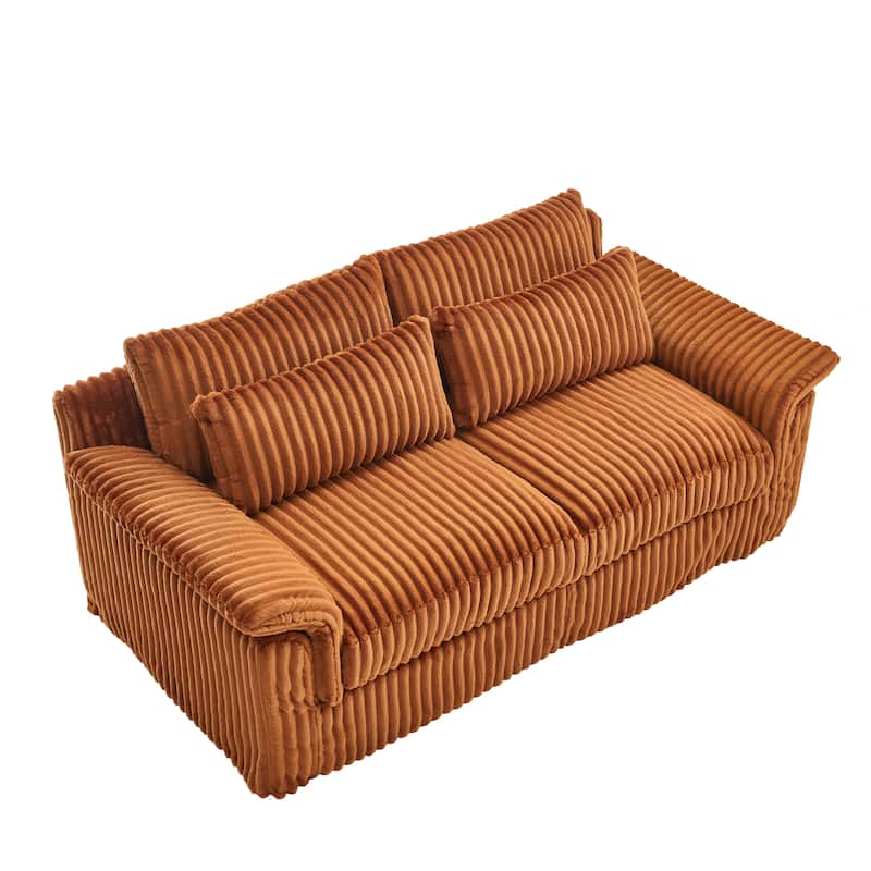 Modern Corduroy Loveseat Sofa Deep Seat Cloud Couches with Pillow Top Arms, Removable and Washable Cushion Covers