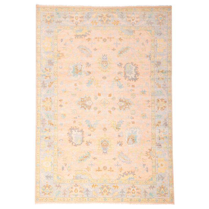ECARPETGALLERY Hand-knotted Modern Oushak Salmon Wool Rug - 10'1 x 14'3