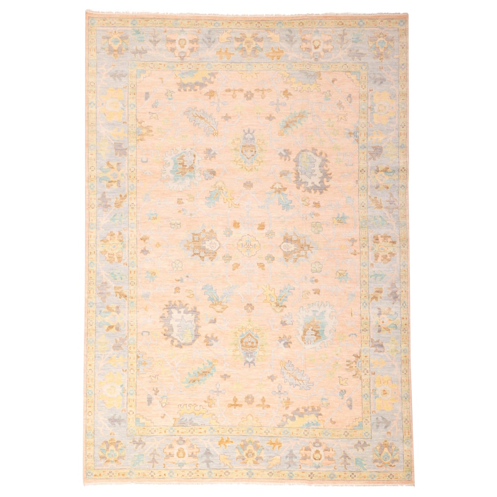 ECARPETGALLERY Hand-knotted Modern Oushak Salmon Wool Rug - 10'1 x 14'3