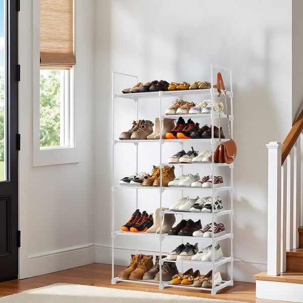 Double Row 9 Layer Shoe Rack With Handle Non Woven Fabric Iron