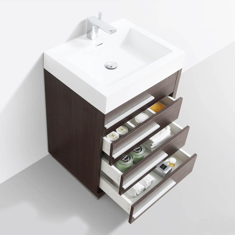 Blossom 24" All-Wood Vanity w/ Acrylic Sink & Mirror, Freestanding