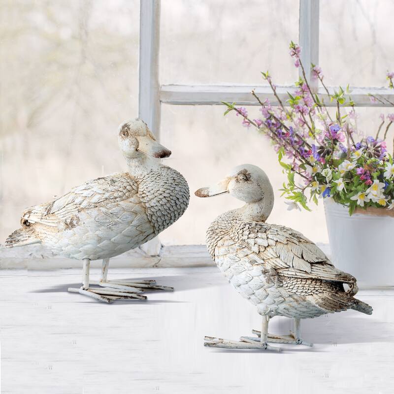 Resin & Metal Weathered Ducks 8.5" Set of 2
