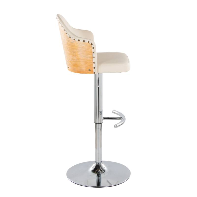 Carson Carrington Valsatra Adjustable Bar Stool with Natural Wood Back and Rounded T Footrest (Set of 2)