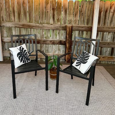 2-Piece Outdoor Patio Metal Dining Chairs for Garden,Backyard E-coating Weather-resistant Stackable Armchairs