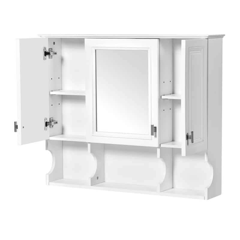 Roomfitters 35"x28" Wall Mounted Medicine Cabinet, Bathroom Mirror Cabinet with Open Shelves, Modern Storage Design