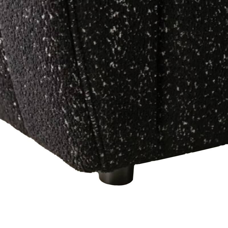 Hery Sofa and Loveseat Set, Black Boucle, Vertical Channel Tufting