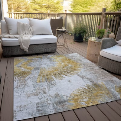 Machine Washable Indoor/ Outdoor Chantille Contemporary Starburst Rug
