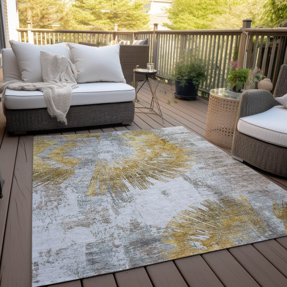 Machine Washable Indoor/ Outdoor Chantille Contemporary Starburst Rug
