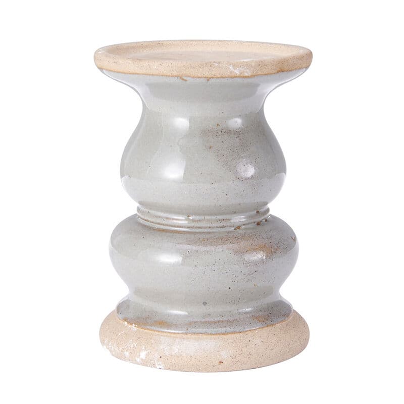 Elements Gray Ceramic Candle Holder, 6 Inch