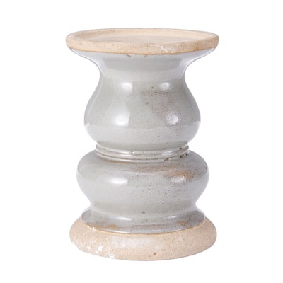 Elements Gray Ceramic Candle Holder, 6 Inch