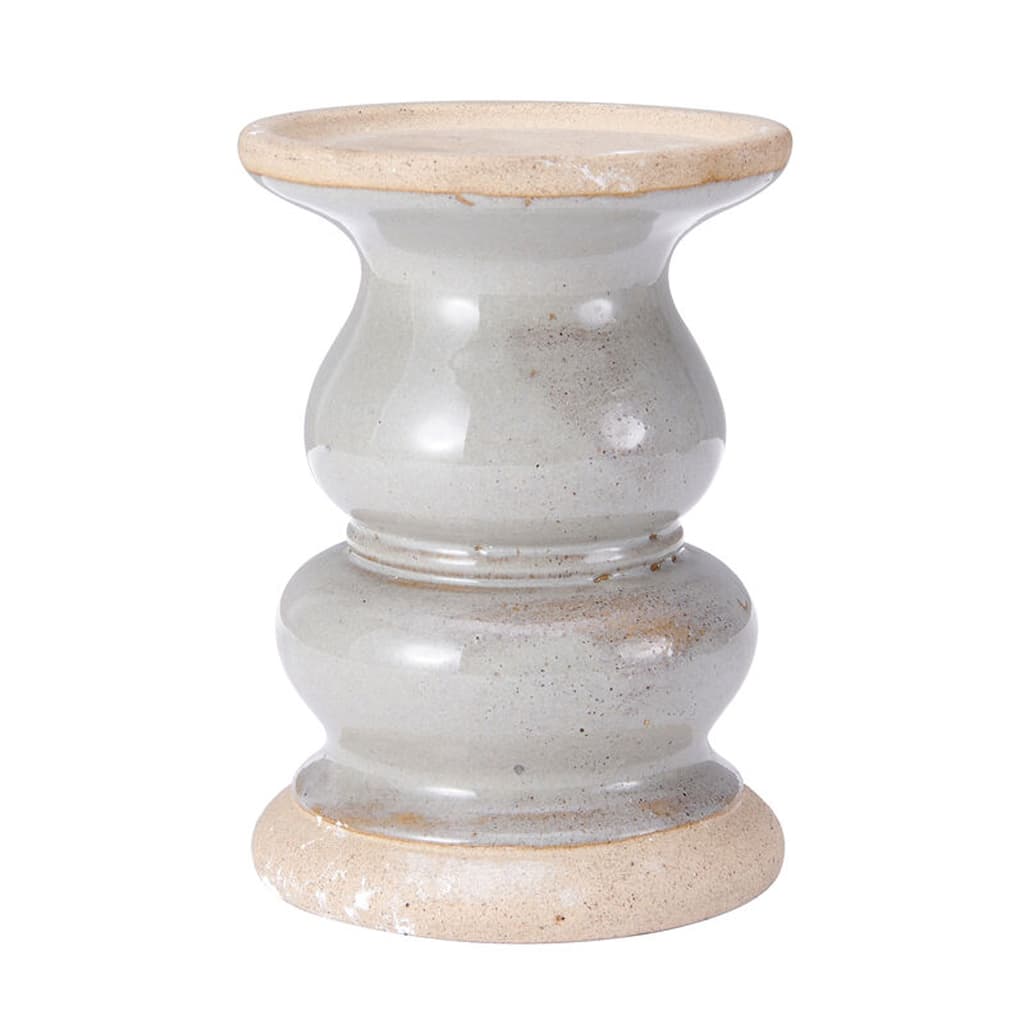 Elements Gray Ceramic Candle Holder, 6 Inch