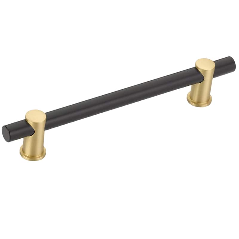 Schaub and Company Fonce 6" Center to Center Modern Euro Bar Style - Matte Black / Satin Brass