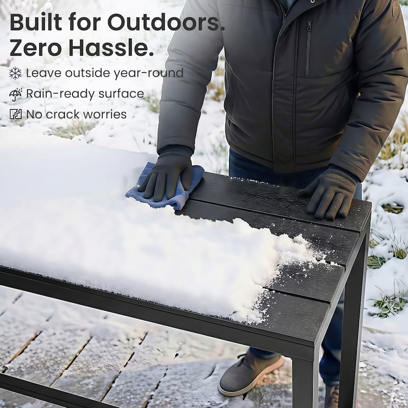 Crestlive Products Outdoor L-Shaped Patio Bar Table Pub Table Dining Table