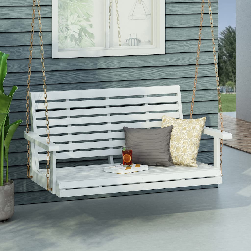 Tasmania Outdoor Acacia Wood Porch Swing by Christopher Knight Home