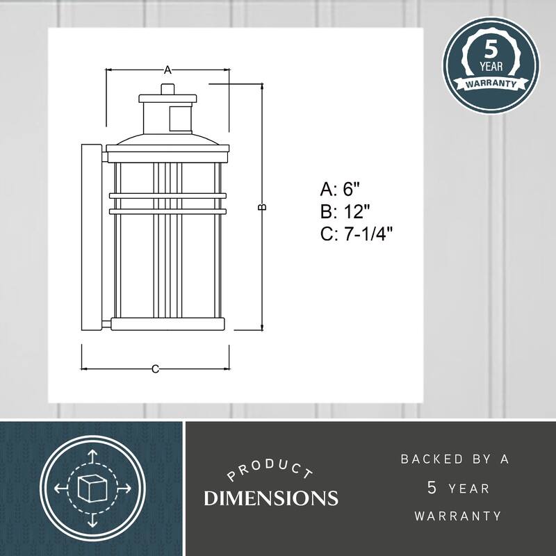 Wrightwood Black Motion Sensor Dusk to Dawn Outdoor Wall Light - 6-in W x 12-in H x 7.25-in D
