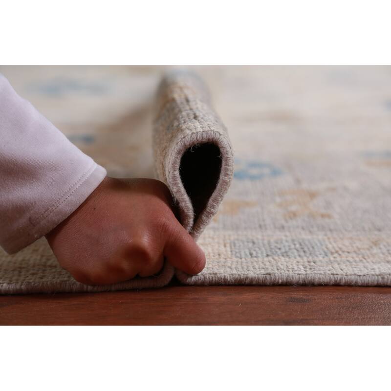 Hand Knotted Oriental 100% Wool Carpet Transitional All-Over Beige & Ivories Oushak Area Rug - 14' 9'' X 12' 6''