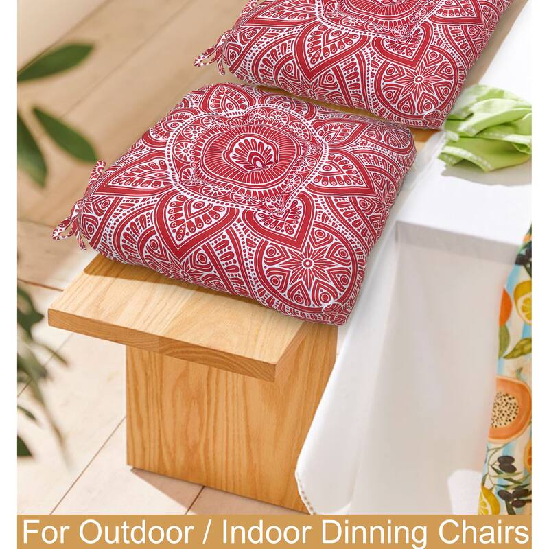Waterproof Indoor Outdoor Chair Seat Pads Cushion – 19x19 Inches with ties | Set of 2