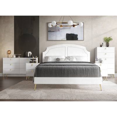 CraftPorch 5-piece Bedroom Set in Modern Minimalist Style Velvet Upholstered Bed