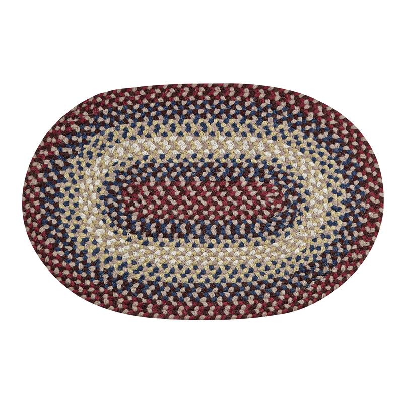 Better Trends Woodbridge Braid 100% Wool Stain Resistant, Double Sided Reversible Oval Indoor Area Utility Rug