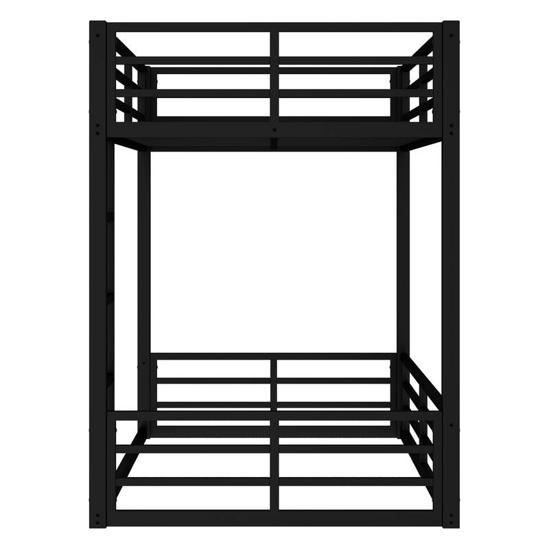 Heavy Duty Metal Bunk Bed, Low Floor Bunk Bed Frame with Full Length Guardrail, Noise Free Design