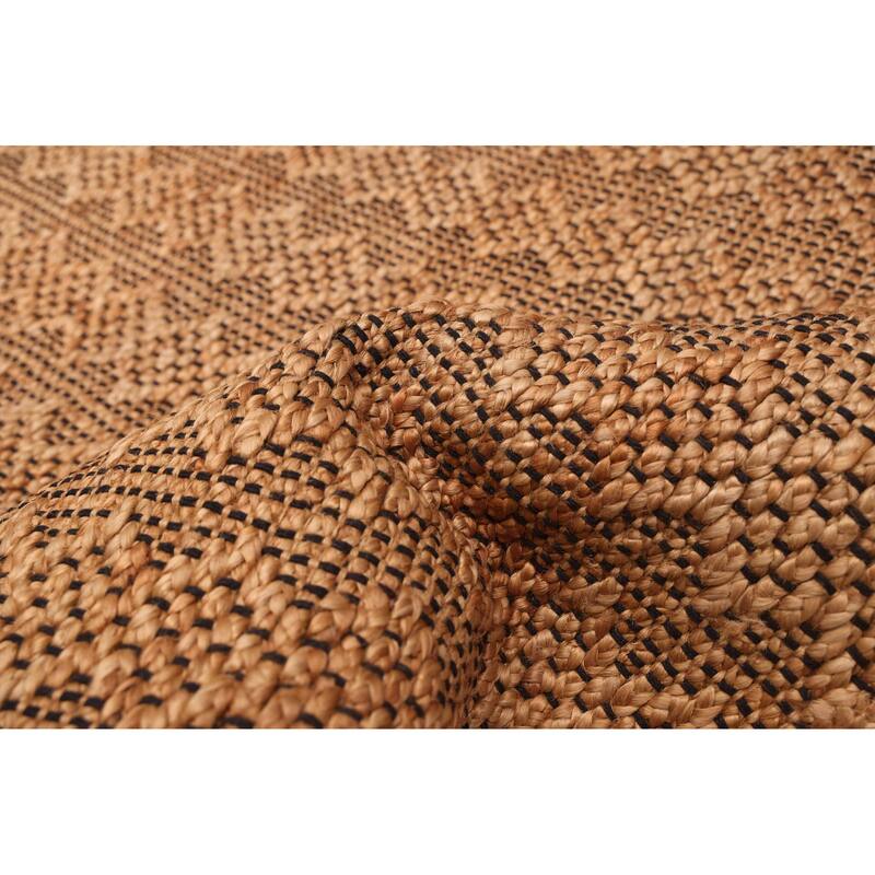 ECARPETGALLERY Braided Weave Palas Denizli Light Brown Jute Rug - 5'5 x 7'4
