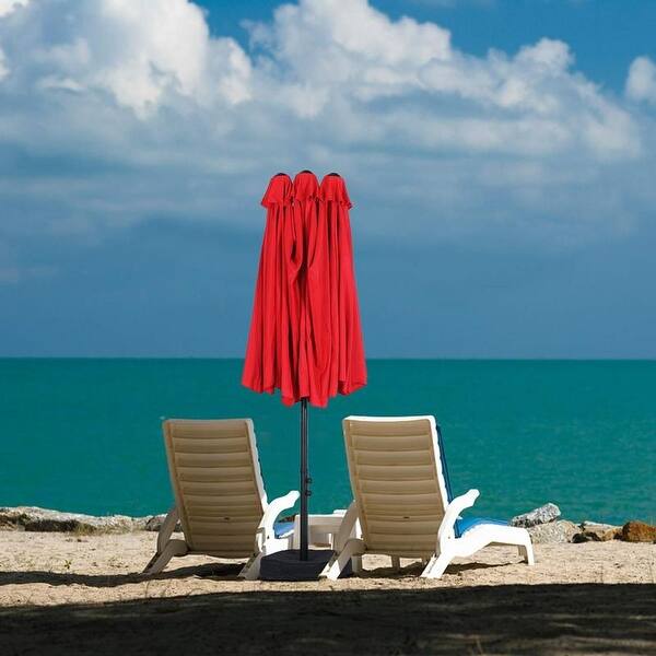 Shop Phi Villa 13ft Outdoor Market Umbrella Double Sided Twin Large Patio Umbrella With Crank Navy Blue Red Beige Overstock 31058345