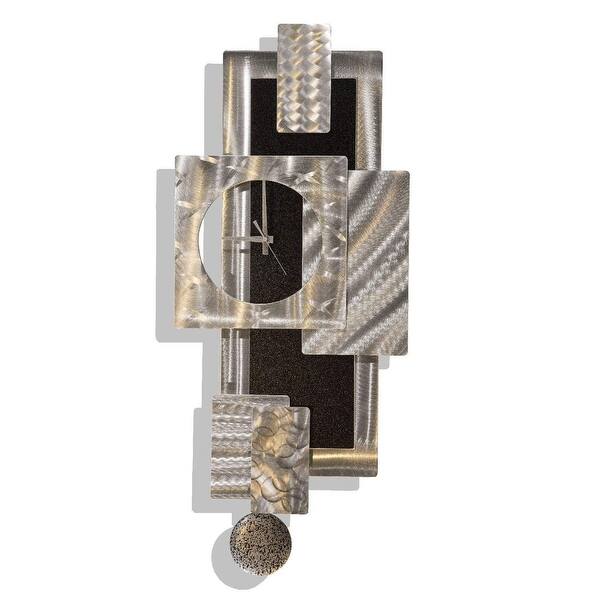 Statements2000 Large Metal Wall Art Clock Pendulum Modern Abstract Silver Black Sculpture Decor By Jon Allen Titan Clock Overstock 27085708