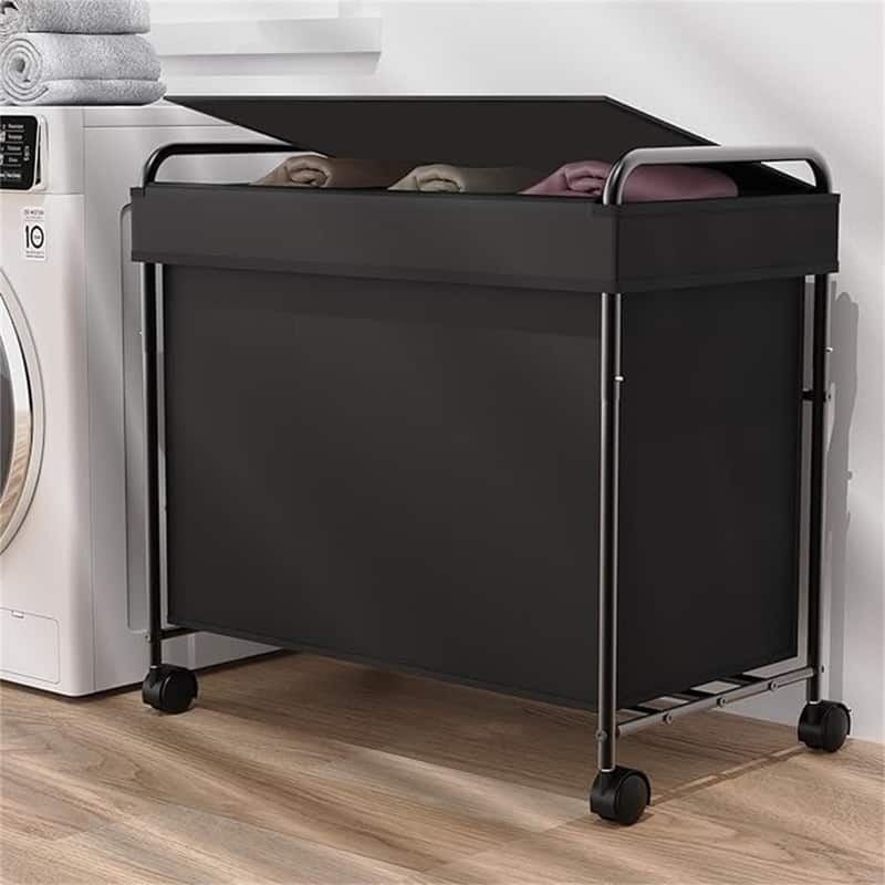 180L Large Laundry Hamper, 3 Bag Laundry Sorter - 29"L x 17"W x 29.5"H - Black