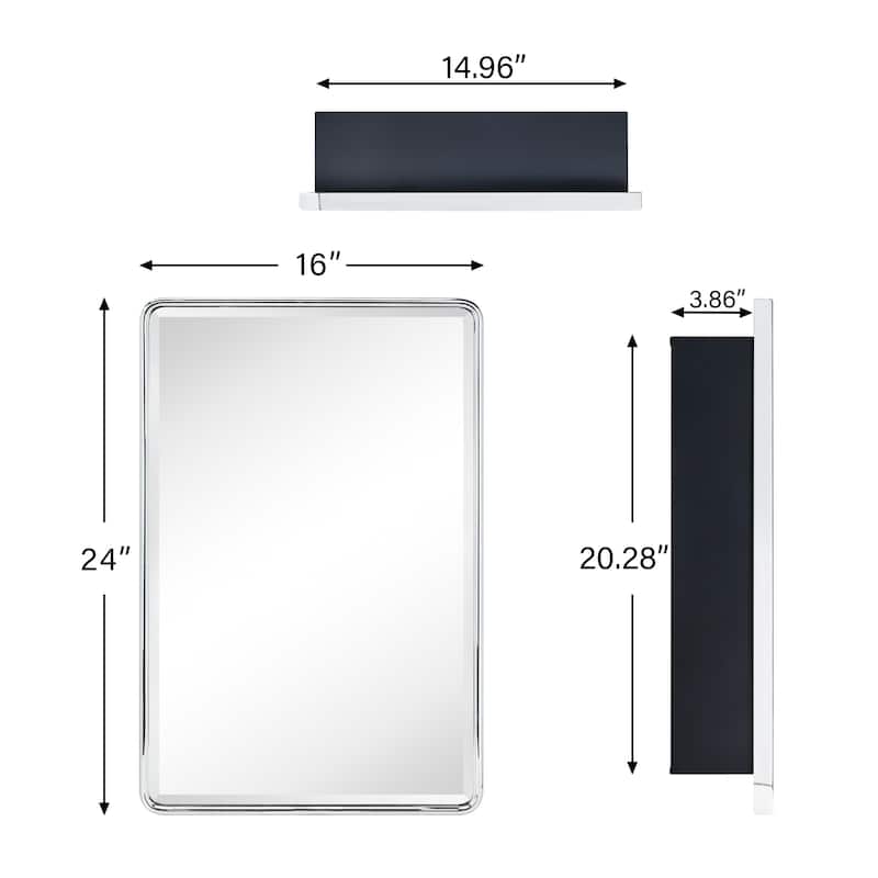 TEHOME Eldee Rectangle Metal Framed Bathroom Medicine Cabinet