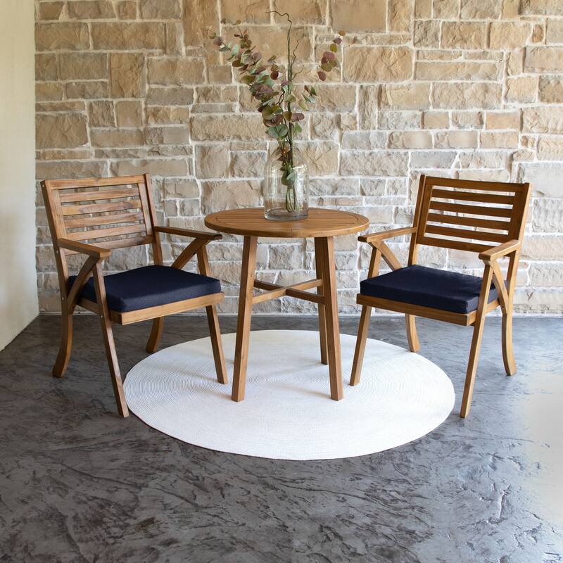 Sorra Home Valdese Boucle Outdoor Chair Cushion - 19 in W x 19 in D x 2.5 in H - Navy