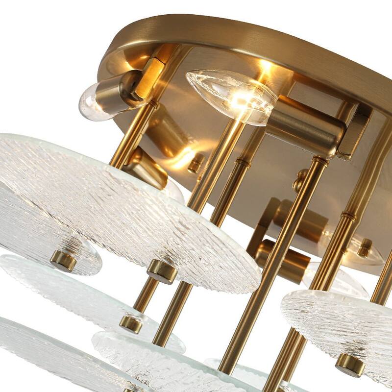 Contemporary Glam 6-Light Clear Ripple Glass Tiered Semi-flush Mount - 25.0 in