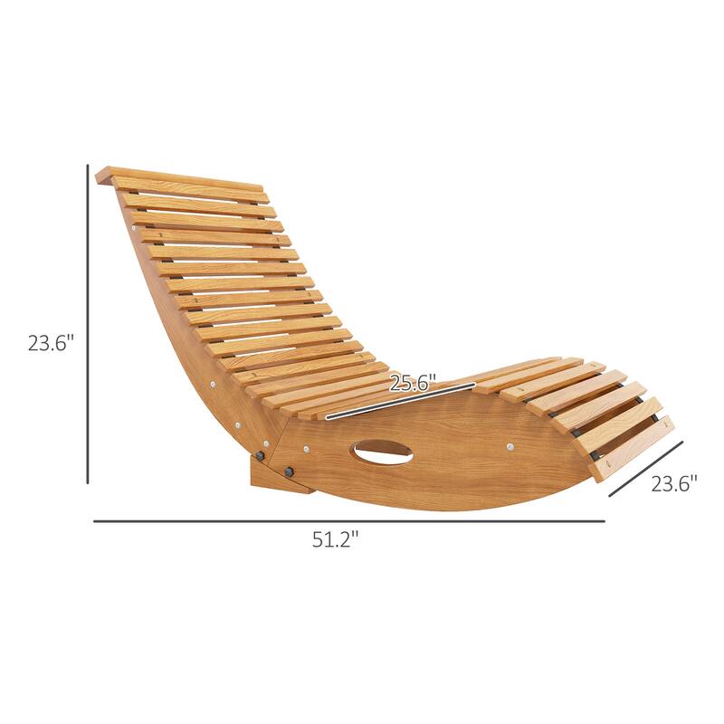 Outdoor Wooden S-Shape Rocking Chair with Slatted Seat and High Back