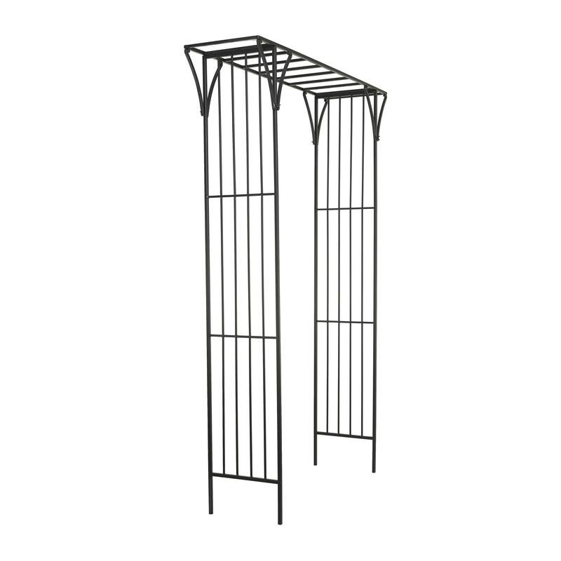 White or Black Metal Contemporary Garden Arbor with Lattice Work Sides