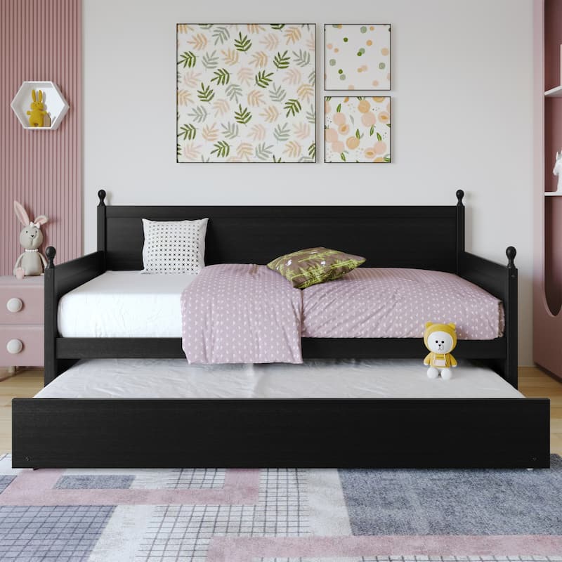 CraftPorch Mid-Century Modern Wooden Twin Size Daybed With Trundle