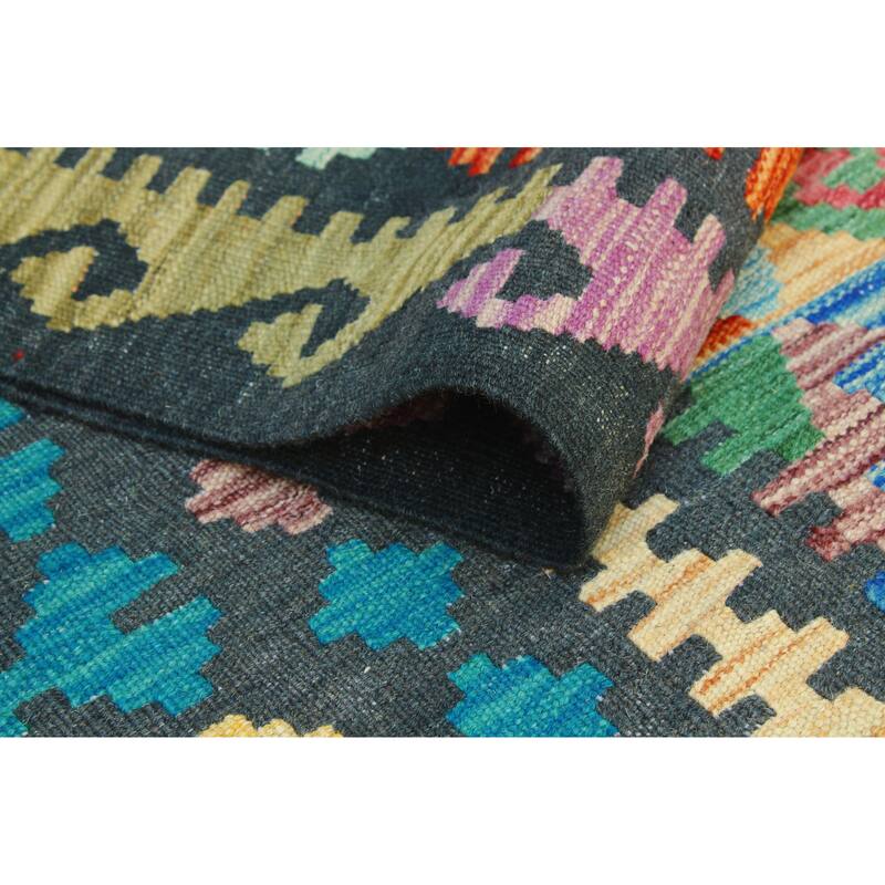 Flatweave Norwood Black/Turquoise Rug - 8'2" x 11'8"