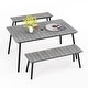 preview thumbnail 34 of 37, Outdoor 3/5/6-Piece Furniture Patio Dining Set with Rectangular Table Grey-Set of 3