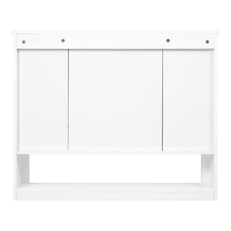 35" Wall Mounted Medicine Cabinet with Mirror & Open Shelf, Over Toilet Storage Cabinet for Bathroom